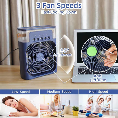 Portable Air Cooler Fan – 3-in-1 Mini Personal Air Conditioner with Humidifier &amp; USB